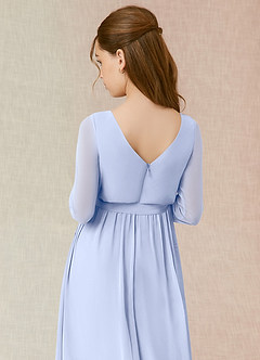 Azazie Angelica Junior Abito A-Line in Chiffon Plissettato Ghiaccio image7