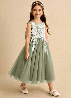 Azazie Sundae Vestidos de florista Vestido Pistache de Renda de Vestido de baile image4