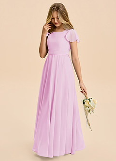 Azazie Cady Junior Candy Pink A-Line Pleated Chiffon Dress image5