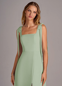 Azazie Debra Bridesmaid Dresses Dusty Sage A-Line with Pockets Chiffon Convertible Dress image7