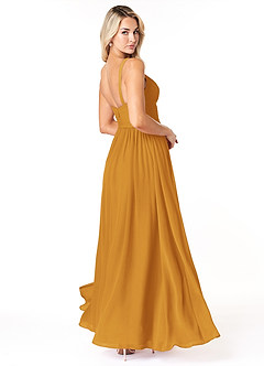 Azazie Chanel Bridesmaid Dresses Butterscotch A-Line Pleated Chiffon Dress image5
