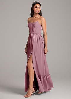 Azazie Kailee Bridesmaid Dresses Vintage Mauve A-Line with Pockets Chiffon Dress image3