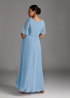 Azazie Tricia Mother of the Bride Dresses Powder Blue A-Line V-Neck Pleated Chiffon Dress image11