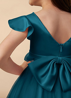 Azazie Aster Final Sale Ink Blue A-Line with Sleeves Tulle Dress image5