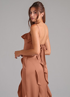 Azazie Malia Brudtärnklänningar Klänning av A-Linje i Stretch Satin Sidoslits Bronzer image2