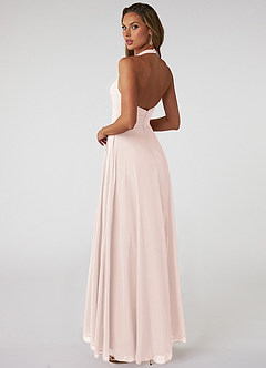 Azazie Tessie Bridesmaid Dresses Rose Petal A-Line V-Neck Pleated Chiffon Dress image2