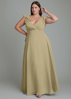 Azazie Leilani Bridesmaid Dresses Moss Green A-Line Pleated Chiffon Dress image6