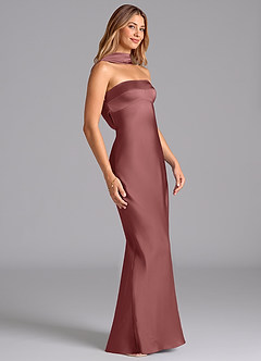 Azazie Lusinda Brudtärnklänningar Klä av Sjöjungfru i Stretch Satin Axelbandslös Ametist image6