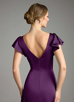 Azazie Omari Bridesmaid Dresses Grape A-Line Stretch Satin Dress image7