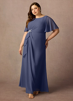 Azazie Rain Mother of the Bride Dresses Stormy Sheath Beaded Chiffon Dress image9