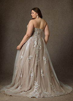 Azazie Keri Robes de mariée Robe Princesse en Dentelle Sans bretelles Blanc Diamant Caramel image12