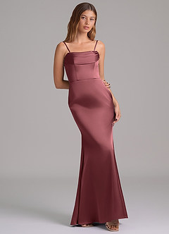 Azazie Miley Jurken voor bruidsmeisjes Converteerbaar Jurk van Stretch Satijn met Zeemeermin Off the Shoulder Merlot image8