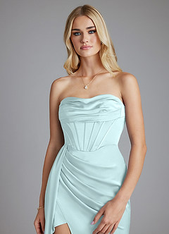 Azazie Amyra Bridesmaid Dresses Sea Glass Mermaid Off the Shoulder Stretch Satin Convertible Dress image8