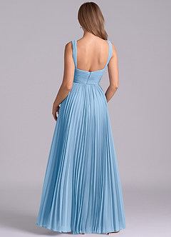Azazie Mina Final Sale Dusty Blue A-Line Pleated Chiffon Dress image7