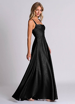 Azazie Shaude 신부 들러리 드레스 A라인 주름진 자카드 바닥 길이 드레스 image3