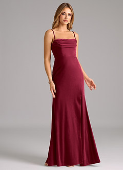 Azazie Saige Bridesmaid Dresses Burgundy Sheath Off the Shoulder Velvet Convertible Dress image5