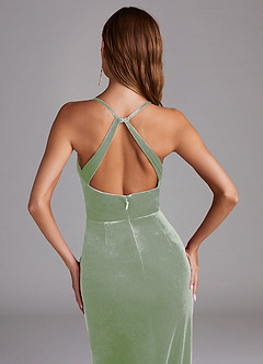 Azazie Becca Robes de demoiselle d'honneur Robe Fourreau en velours Vert Sauge image5