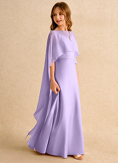 Azazie Fishie Girls Formal Flower Girl Dresses Lilac A-Line Matte Satin Dress image6