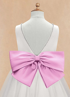 Azazie Seline Flower Girl Dresses Ivory Candy Pink A-Line Bow Tulle Dress image9