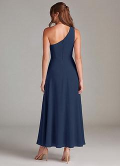 Azazie Brooke Robes de demoiselle d'honneur Robe Trapèze en Mousseline de soie Asymétrique Bleu Marine Foncé image5