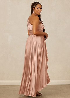 Christian Siriano Bridal for Azazie 1008 Robes de demoiselle d'honneur Robe Trapèze en Satin extensible Ue épaule Or Rose image5