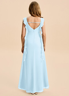 Azazie Cindy Junior Sky Blue A-Line Ruched Chiffon Dress image5