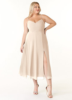 Azazie Clarissa Bridesmaid Dresses White Alabaster A-Line V-Neck Chiffon Dress image7