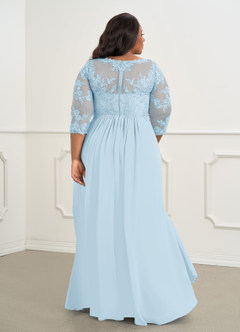 Azazie Hayek Mother of the Bride Dresses Sky Blue A-Line V-Neck Lace Chiffon Dress image7