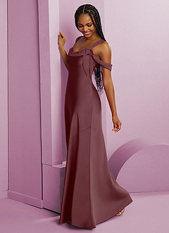 Barbie ♥ Azazie Brautjungfernkleider Etui Plissee Stretch-Satin Kleid Sangria image4