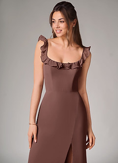 Azazie Callie Bridesmaid Dresses Espresso Mermaid Side Slit Chiffon Convertible Dress image6