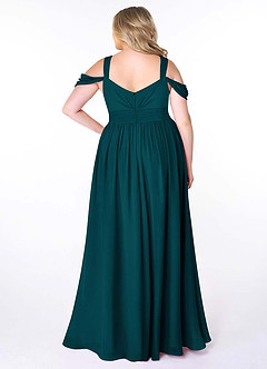 Azazie Lianne Bridesmaid Dresses Pine A-Line Off the Shoulder Chiffon Dress image9