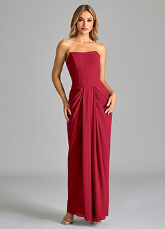 Azazie Anaïs Bridesmaid Dresses Scarlet Sheath Strapless Chiffon Dress image1
