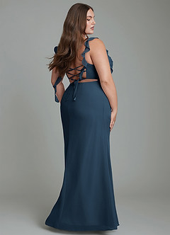 Azazie Jessamine Bridesmaid Dresses Dark Navy Mermaid Corset Chiffon Dress image10
