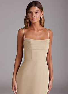 Azazie Saige Bridesmaid Dresses Champagne A-Line Off the Shoulder Chiffon Convertible Dress image2
