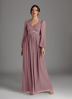 Azazie Gypsy Abiti per la Madre della Sposa Abito A-Line in Chiffon con Scollo a V e Paillettes Rosa Polverosa image3