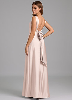 Azazie Beatrice 신부 들러리 드레스 A라인 스윗하트 네크라인 스트레치 새틴 바닥 길이 드레스 image2