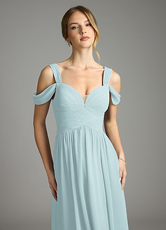 Azazie Lianne Vestidos de damas de honor Vestido de Neblina de Gasa de Corte en A con Vestidos sin tirantes image3