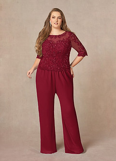 Azazie Florida Mother of the Bride Dresses Burgundy Jumpsuit/Pantsuit Sequins Chiffon Dress image17