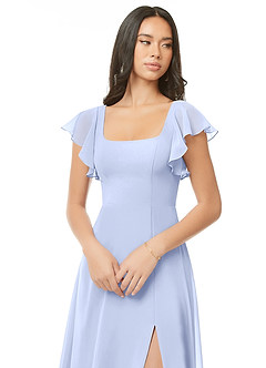 Azazie Bondi Brautjungfernkleider A-Linie Gestreift Chiffon Kleid Eis image4