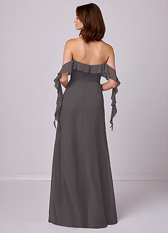 Barbie ♥ Azazie Bridesmaid Dresses Steel Grey A-Line Off the Shoulder Chiffon Convertible Dress image6