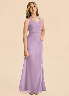 Azazie Destiny Junior Wisteria Sheath Ruched Chiffon Dress image5