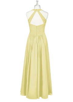 Azazie Claudia Abiti da Damigella Abito A-Line in Chiffon Scollo a Cuore Sorbetto Al Limone image8