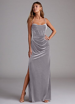 Azazie Mai Bridesmaid Dresses French Lilac Sheath Sweetheart Neckline Velvet Dress image4