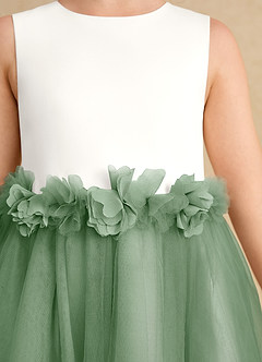 Azazie Louisa Flower Girl Dresses Ivory Matcha A-Line Sleeveless Tulle Dress image6