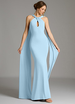 Azazie Sable Klänningar att prova hemma Klä av Sjöjungfru i Premium stretchjersey Plisserad Himmelsblå image5