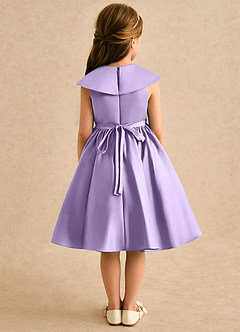 Azazie Acorn Flower Girl Dresses Lilac A-Line Pleated Matte Satin Dress image2