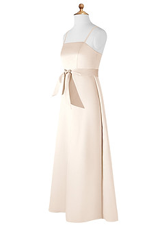 Azazie Anina Junior White Alabaster A-Line Bow Matte Satin Dress image9