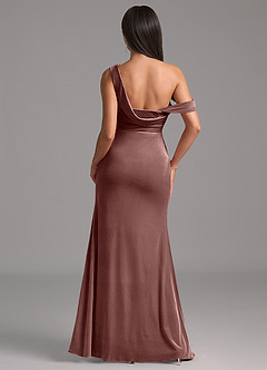 Azazie Madelyn Vestidos de damas de honor Vestido de Expresado de terciopelo de Corte Recto con Hombro unilateral image6