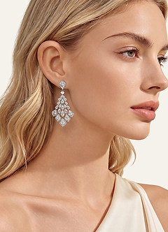 front Teardrop CZ Chandelier Earrings