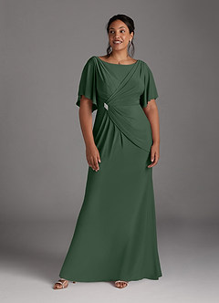 Azazie Louanne Mother of the Bride Dresses Eucalyptus Mermaid Boatneck Pleated Luxe Knit Dress image11